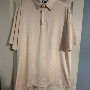 FootJoy Men's Cream and Orange Striped Polo Shirt size XL